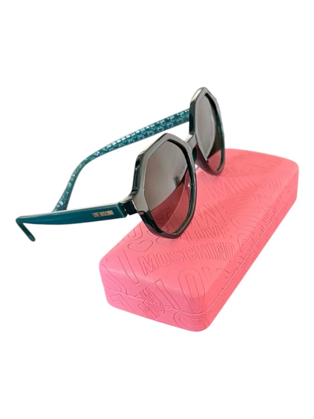 NWOT Love Moschino Green Geometric Frame Sunglasses